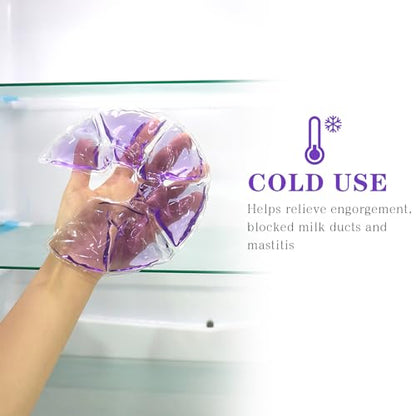 Breast Therapy Ice Packs Hot Cold 2 Pack Gel Pads for Breastfeeding Relief - color: Purple