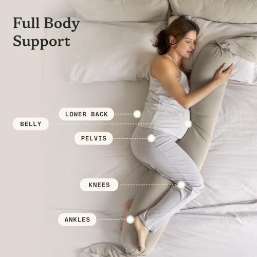 bbhugme Pregnancy Pillow, Seashell Beige - Adjustable Firmness & Shape - color: Seashell Beige