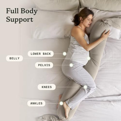 bbhugme Pregnancy Pillow, Seashell Beige - Adjustable Firmness & Shape - color: Seashell Beige