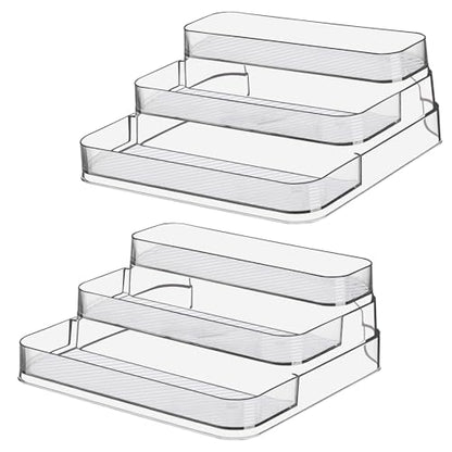 2pcs Acrylic Rack, No Assembly Clear 3 Tier Condiment Bottle Shelf Vanity Organizer for Cabinet Kitchen Bathroom - size: 2pcs