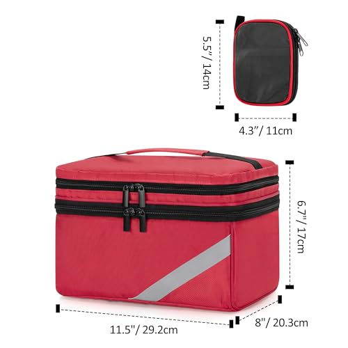 Trunab Medicine Storage and Organizer Bag Empty, Pill Bottle Organizer - color: Red