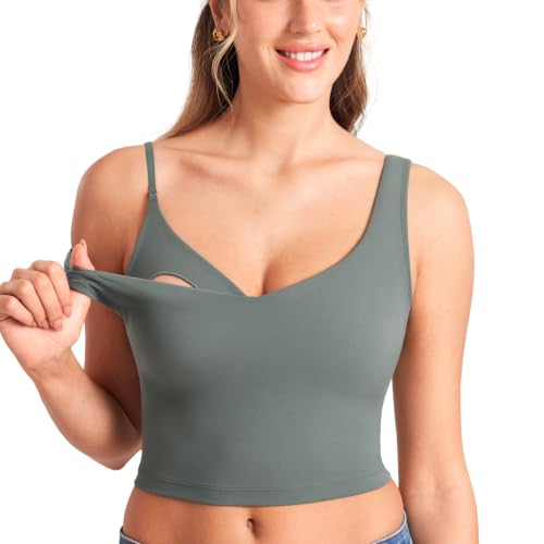 MOMANDA Longline Sports Nursing Bras - color: Grey Sage, size: Medium