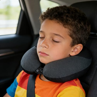 COOLBEBE Kids Travel Neck Pillow, Head Support for Car Seat & Plane, Black - color: Black & Grey
