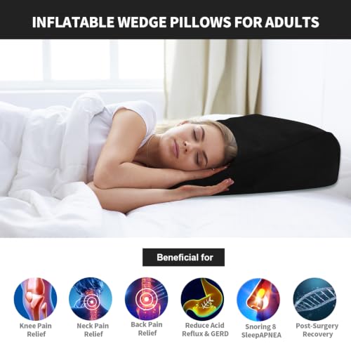 Inflatable Wedge Pillow for Travel, Camping & Indoor Sleep - color: Drak
