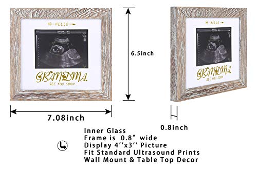 IHEIPYE Grandma Sonogram Picture Frame Announcement Gift Weathered White - color: Rustic White with Gold Text, size: Single Opening - 1 Pack
