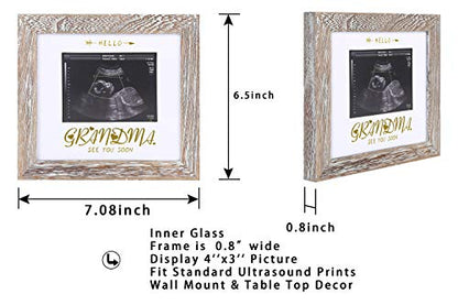 IHEIPYE Grandma Sonogram Picture Frame Announcement Gift Weathered White - color: Rustic White with Gold Text, size: Single Opening - 1 Pack