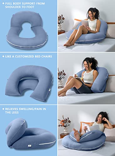INSEN Reading Pillow, Back Pillow for Sitting in Bed and Couch - color: Hazy Blue, size: 45in