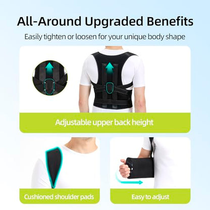 Posture Corrector for Women and Men Upper Pain Relief, Black, M - size: Medium (Waist 25"-32")