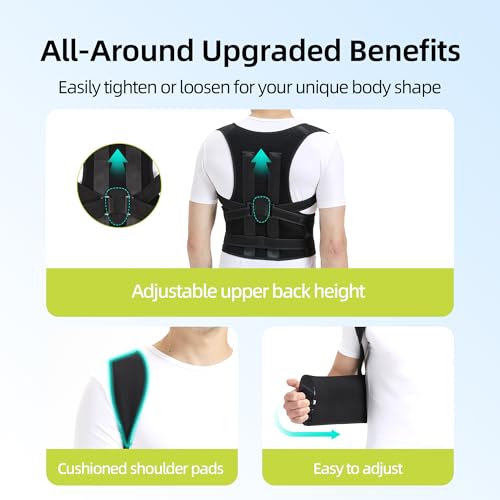 Posture Corrector for Women and Men Upper Pain Relief, Black, XL - size: X-Large (Waist 31"-39")