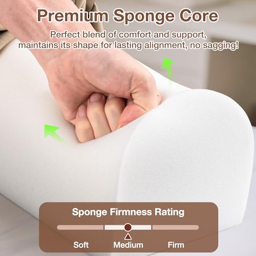 3/4 Round Knee Bolster for Massage Table, 26x6x6 in Massage Pillow for Legs - color: 3/4 Round - Beige