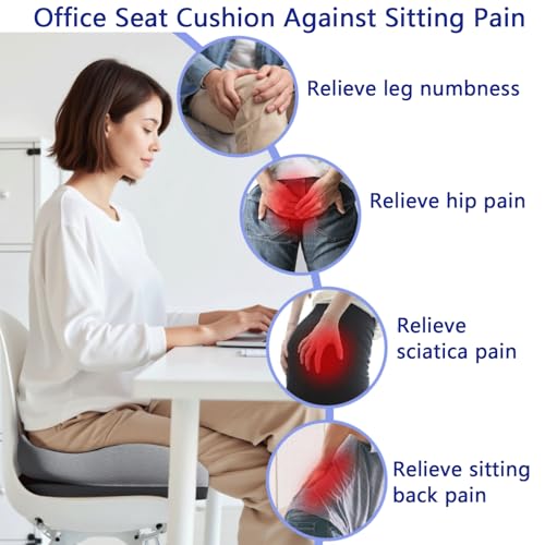 Memory Foam Ergonomic Seat Cushion for Office Chairs Pain Relief - color: Charcoal Black Mesh