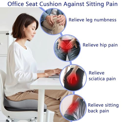 Memory Foam Ergonomic Seat Cushion for Office Chairs Pain Relief - color: Charcoal Black Mesh
