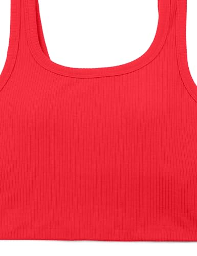 CRZ YOGA Ribbed U Neck Crop Tank Tops - color: Deep Red, size: Small