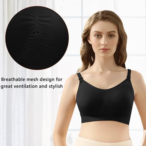 4HOW Pumping Bra Hands Free Pumping and Nursing Bra All in One - color: 2pc(black), size: X-Large