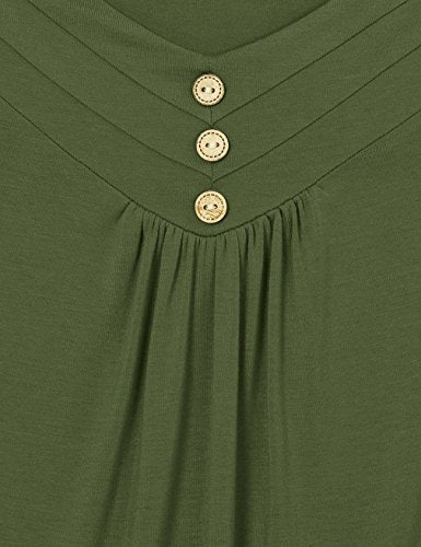 Viracy Women's Summer Button V Neck Pleated Spaghetti Strap Camisole Tank Tops (M-3XL) - color: Green, size: X-Large