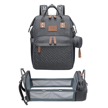 JOLLITO Diaper Bag Backpack with Changing Station Large Capacity Essentials - color: Grey