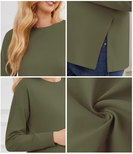 Womens 3 Packs Maternity Shirts Long Sleeve Side Ruched Pregnancy Tee Workout Top Tunic Blouse Mama Clothes - color: Black/Grey/Green, size: Medium