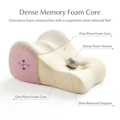 Memory Foam Wedge Pillow, Contoured Firm 50D Support, Pink Grey - color: Pink Grey
