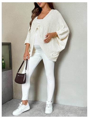 Milumia Women's Maternity Twist Front Sweater Oversized Pregnancy Cardigan - color: Apricot, size: Medium