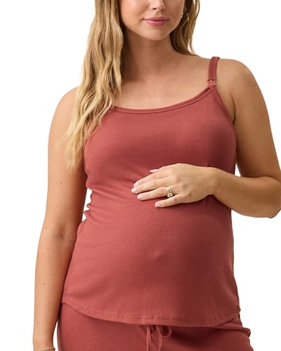 Kindred Bravely Essentials Nursing Camisole Maternity Tank Top Built in Bra - color: Warm Sienna, size: Medium