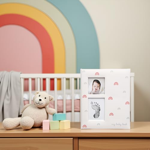 Kate & Milo Baby Memory Book, Gender-Neutral, Rainbow Print - color: Rainbow with Ink Pad