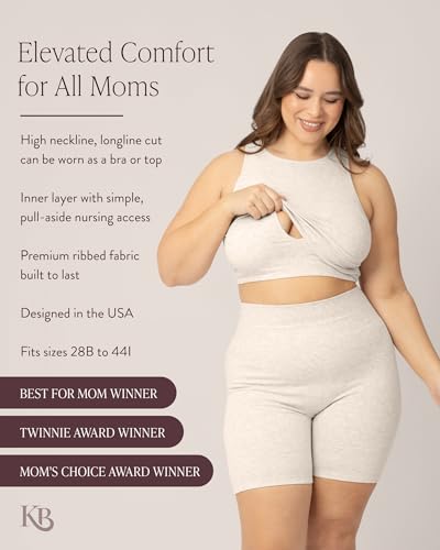 Kindred Bravely Sublime Longline Nursing Bra for Breastfeeding, Maternity - color: Oatmeal Heather, size: Small