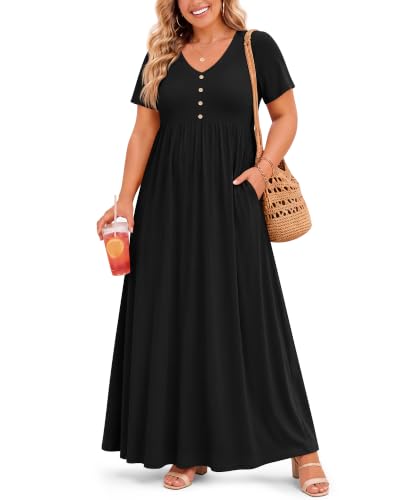 Women's Plus Size Maternity Dress - color: Black, size: 3X-Large