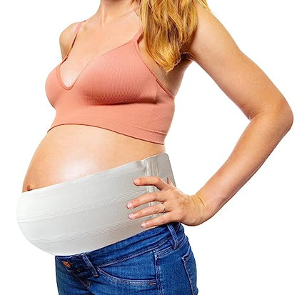 FlexaMed Maternity Pregnancy Belly Support Belt Brace, White Large - size: large, 38"-46"
