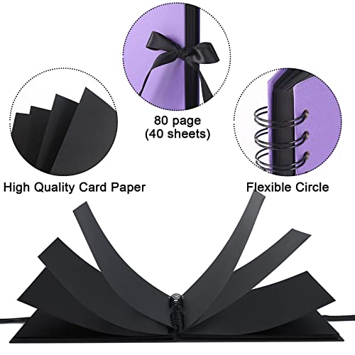 Vienrose Scrapbook Album 80 Pages 11x8 Inch Black - color: Purple