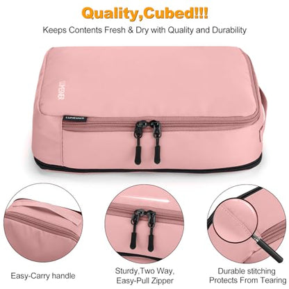 Lumesner 8 Set Compression Packing Cubes, Travel Suitcase Organizers - color: Pink