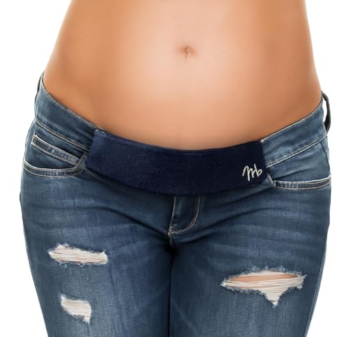 Maeband Maternity Belly Band: Pregnancy Belt & Jeans Waistband Extender - color: Denim Blue, size: Medium