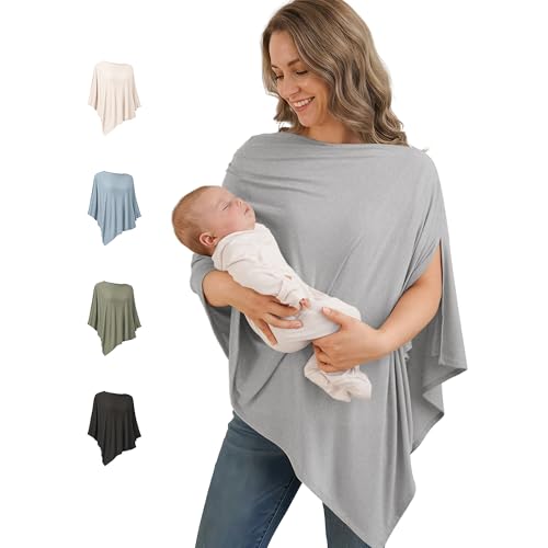 Konssy Rayon Made from Bamboo Nursing Cover for Breastfeeding - color: Grey