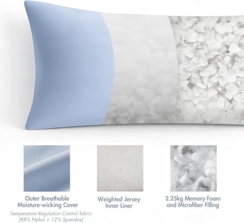 Madison Park Cooling Body Pillow for Side Sleeper & Adult 20"x 54" Blue - color: Blue