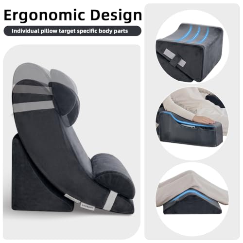 Wedge Pillow Set for After Surgery,Dark Grey,9PCS-23.2" - color: Dark Grey, size: 9PCS-23.2''