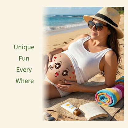 9 Sheets Pregnant Belly Stickers, Cute Cartoon Maternity Photo Props Set - style: Cute