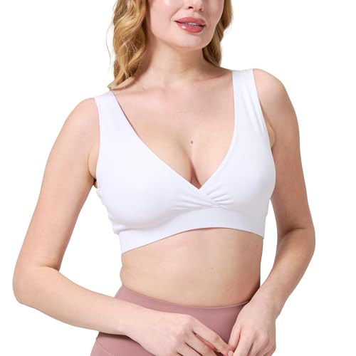 netdraw Buttery Soft Bamboo Viscose Nursing Seamless Sleep Bra - color: White, size: XX-Large