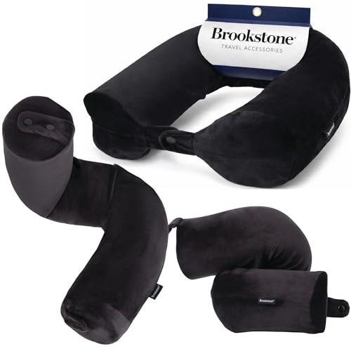 Brookstone Free Form Travel Pillow Lightweight Flexible Memory Foam Pillow - color: Black
