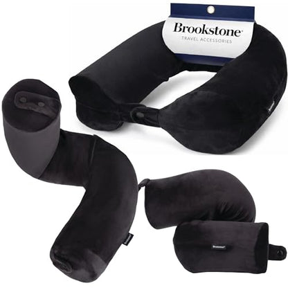Brookstone Free Form Travel Pillow Lightweight Flexible Memory Foam Pillow - color: Black