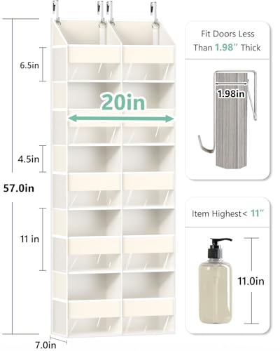 UVIAHOMI Heavy Duty Over Door Organizer 5 Tiers, 10 Front & 10 Mesh Pockets - color: 5 Tiers - Beige