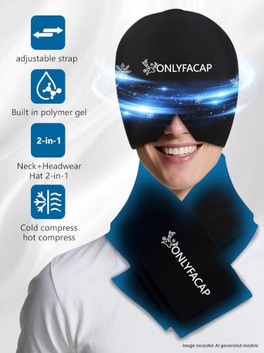 Migraine Relief Cap,Headache Relief & Neck Ice Pack Wrap Gel Set - color: Black Suit