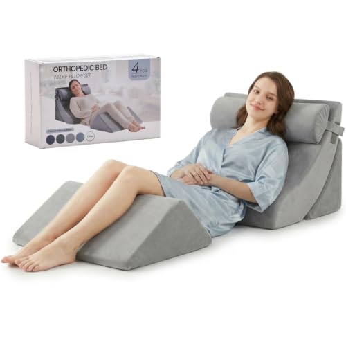 Axelrod 4PCS Orthopedic Bed Wedge Set — 21.8" Wide Foam Wedges, Grey - color: Grey-4pcs, size: 4 Pieces