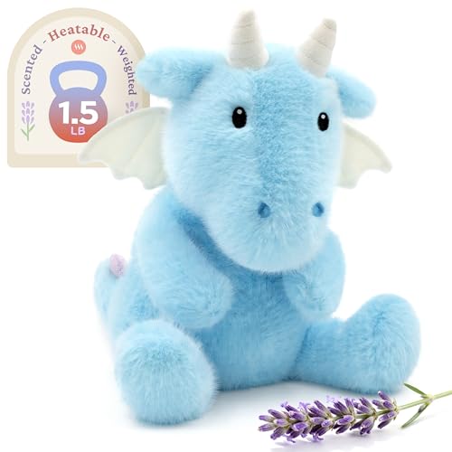 IKASA Microwavable Stuffed Animal Dragon Plush,Heating Weighted 1.5 lbs - color: Blue Dragon
