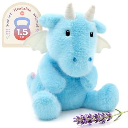 IKASA Microwavable Stuffed Animal Dragon Plush,Heating Weighted 1.5 lbs - color: Blue Dragon