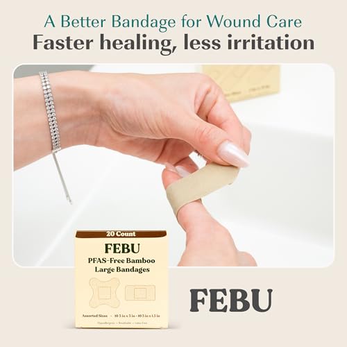 FEBU PFAS Free Large Bamboo Bandages, 20 Count - style: Large / XL Patch (20 Count)