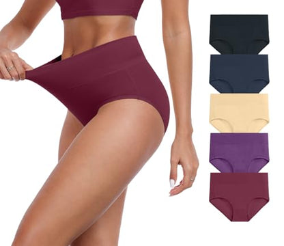 IWOLLENCE Womens Cotton Postpartum Underwear High Waisted Full Coverage Panties Plus Size & Regular - color: Multicolor-5pack-a2, size: Large
