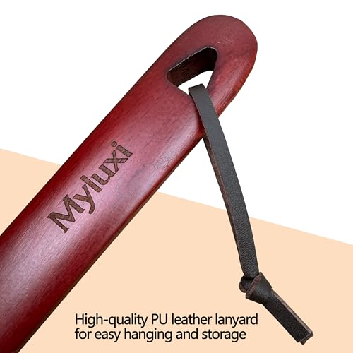 Myluxi Wooden Shoe horn Long Handle for Seniors,23.6in Shoe Helper - color: Staindedred-beech