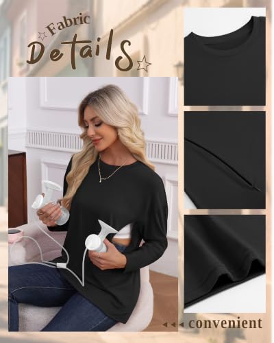 3 Pack Nursing Breastfeeding Tops - color: Army Green, Cement Gray, Black, size: Small