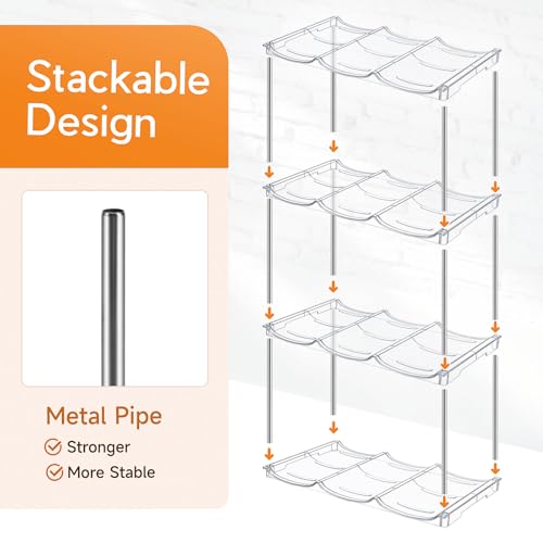 Sbosbo Water Bottle Organizer, Stackable Bottle Storage Rack, 4 Pack Water Bottle Holder for Kitchen Fridge Cabinet Organization and Storage, Plastic Wine Rack/Drink Bottle Holder (2 Pack - Hold 6) - size: 2 Pack - Hold 6
