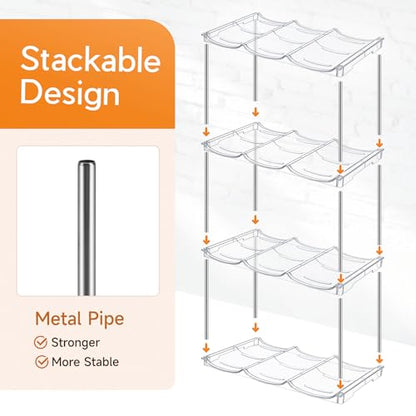 Sbosbo Water Bottle Organizer, Stackable Bottle Storage Rack, 4 Pack Water Bottle Holder for Kitchen Fridge Cabinet Organization and Storage, Plastic Wine Rack/Drink Bottle Holder (2 Pack - Hold 6) - size: 2 Pack - Hold 6
