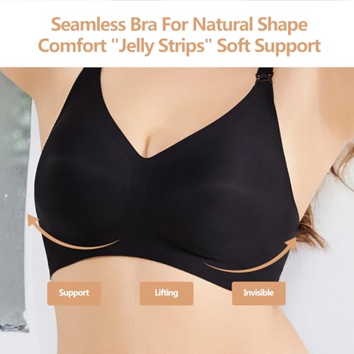 Nursing Bra for Breastfeeding,Maternity Bra Natural Shape,Nursing Sleep Bralette - color: Black, size: Medium